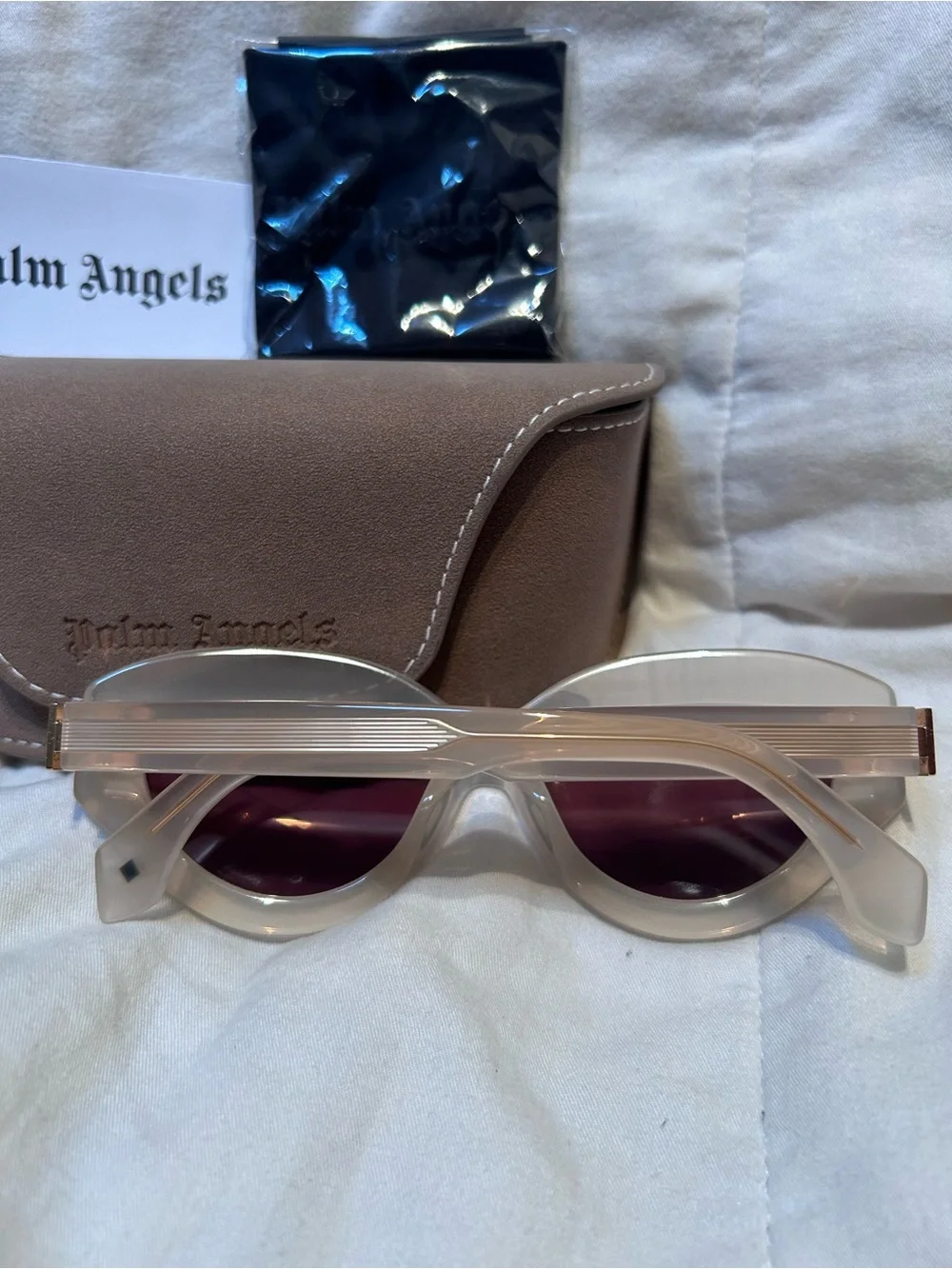 Palm Angels Women's PERI10F 6164 Crystal Gold Sunglasses with Rose Lenses